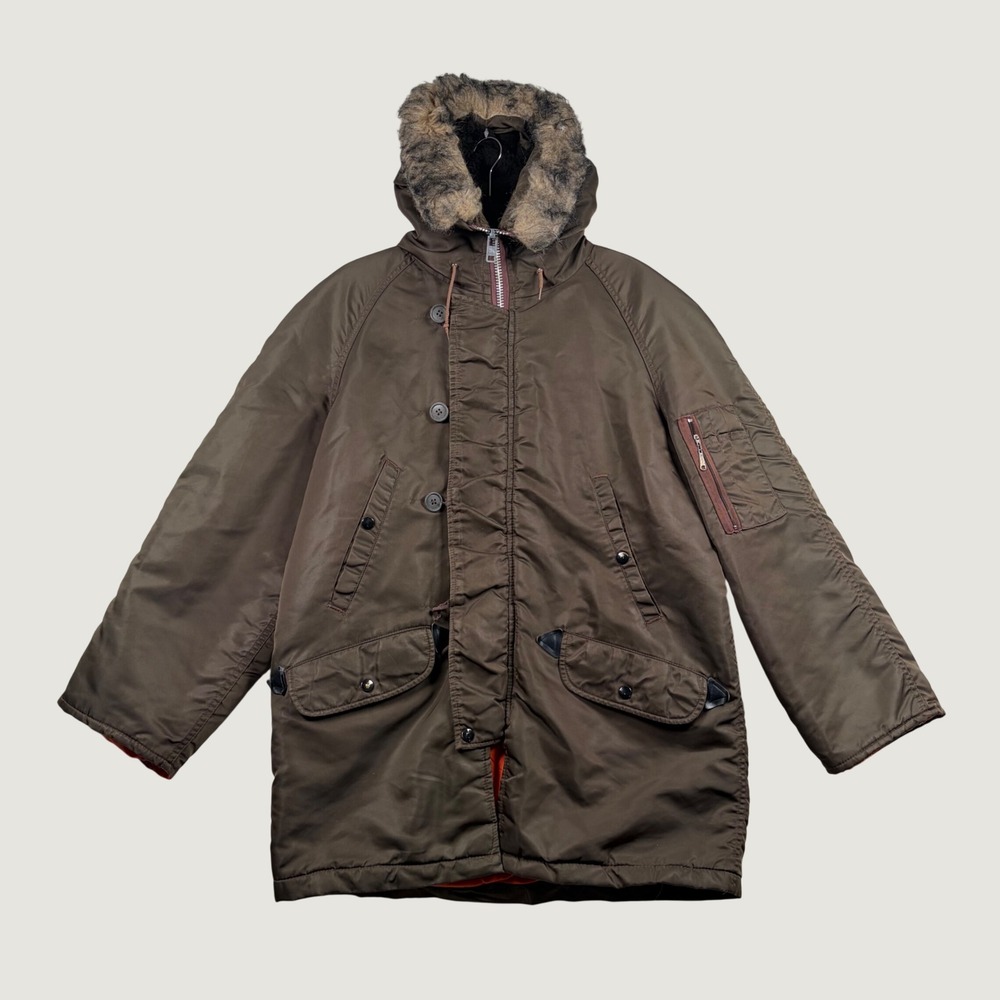 Vintage Snorkel Parka Mens Military Flight Jacket L Brown Utility Winter Hooded